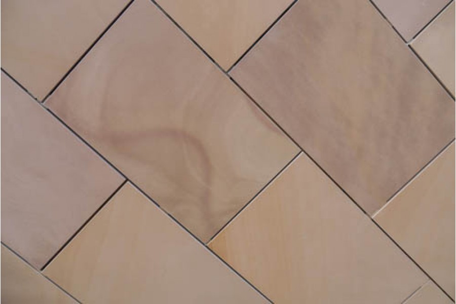 rectangle sandstone floor tiles in a tesselated pattern